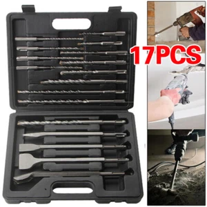 17PC SDS Plus Rotary Hammer Drill Bit Chisel Set for Masonry Concrete Tile Brick - Picture 1 of 8