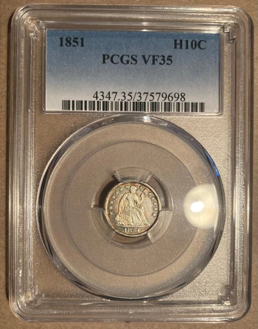1851 PCGS VF35 Liberty Seated Half Dime H10c with some toning Cover