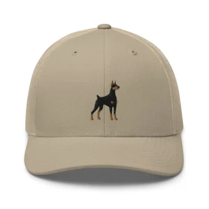 Truckermütze Kappe schwarz & hellbraun Dobermann Hundeliebhaber Besitzer bestickt Kleidung - Bild 1 von 14