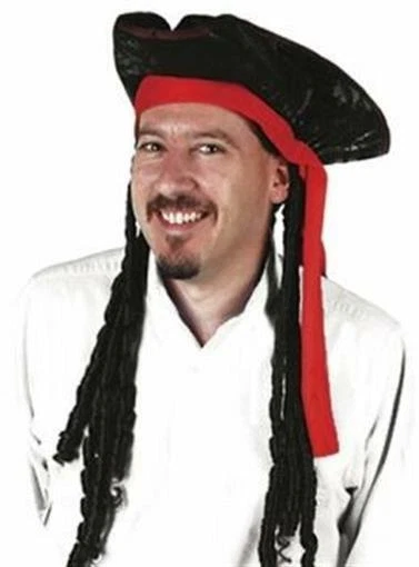 Sombrero pirata caribeño adulto talla única se adapta a la mayoría de la tela disfraz de Halloween utilería Foto 1 de 1