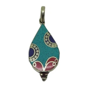 Tibetan Turquoise Coral Lapis Pendant/Locket - Picture 1 of 6