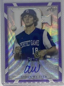 2021 LEAF PERFECT GAME METAL PURPLE WAVE AIDAN WEAVER AUTO #8/8