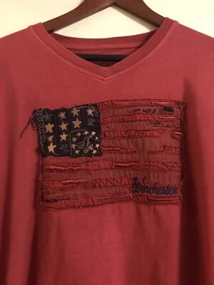 Winchester Family American Flag Men's Long Sleeve V-Neck Tee Size Large - Изображение 1 из 4