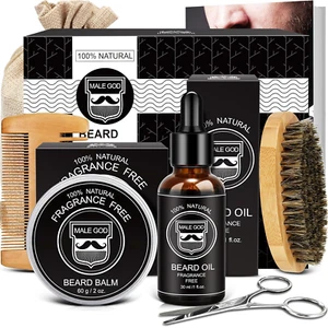 Premium Men's Beard Grooming Kit with Oil, Balm, Brush & Comb - Picture 1 of 9