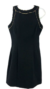 XOXO Little Black Dress Size 3/4 Faux Leopard Print Trim Short Sleeveless Trim - Picture 1 of 7
