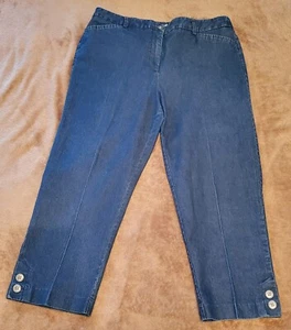 Laura Scott Denim Cropped Hose Caprihose Damen Knopf & Reißverschluss vorne Gummizug hinten - Bild 1 von 7