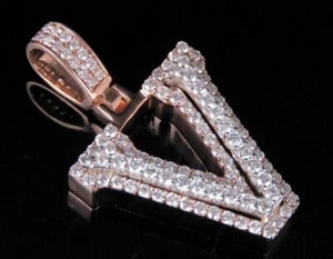2.40 Ct Round Cut Simulated Diamond Initial Letter Pendant 14K Rose Gold Plated - Picture 1 of 4