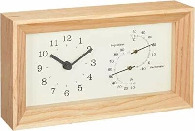 Lemnos FRAME Table Clock Temperature And Humidity Thermometer Natural LC13-14 NT - Image 1 of 3