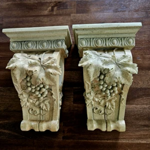 2er Set Hellgrün Vintage Trauben & Blätter Corbel Gardinenstange Swag Wandhalter - Bild 1 von 6