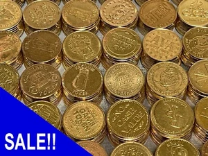 1000 MIXED BRASS PACHISLO SLOT MACHINE TOKENS, TUMBLE CLEANED - Picture 1 of 5