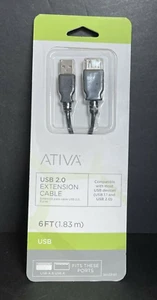 Ativa 828-655 USB 2.0 Verlängerungskabel, 6', schwarz NEU - Bild 1 von 3