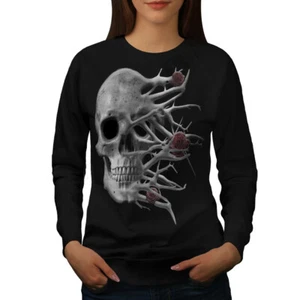 Wellcoda Roses Death Bad Guy Biker Damen Sweatshirt - Bild 1 von 5