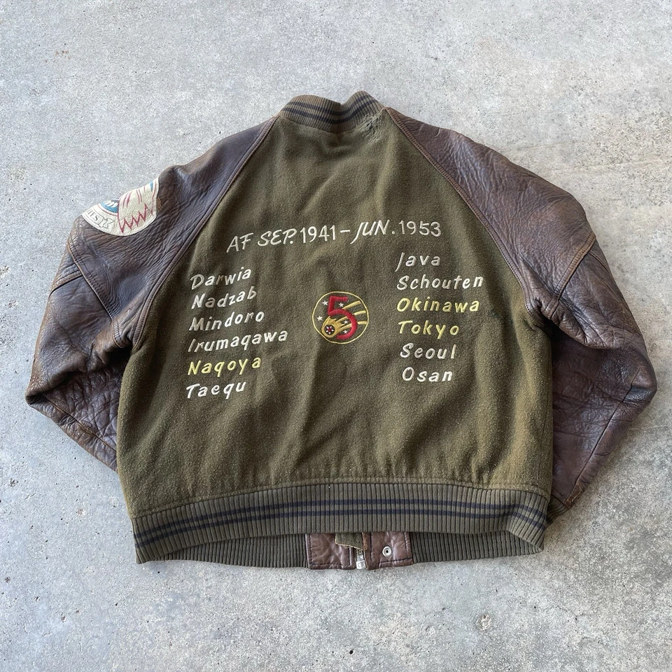 Avirex Leather Jacket Mens MD Brown G-2 Bomber Zip Up Air Apache Wool Military - Image 1 of 4