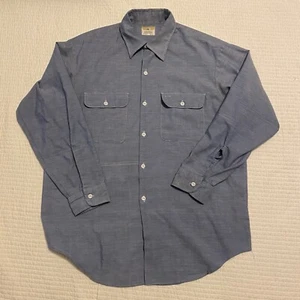 Camicia VINTAGE Big Mac uomo media con bottoni blu penny manica lunga abbigliamento da lavoro XL - Foto 1 di 19
