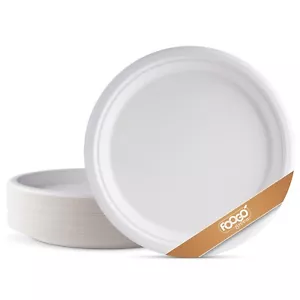 More details for foogo green eco friendly disposable sugarcane bagasse plates for picnic party