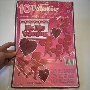 Vtg Beistle Honeycomb Valentine's Day Decorations Die Cut Cupid Hearts Set 1979 - Picture 1 of 6