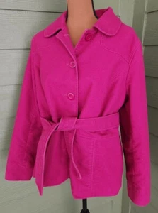 LL Bean Cappotto Donna con Cintura Giacca Viola Fucsia Rosa Grande Petite Foderato Vestito - Foto 1 di 18
