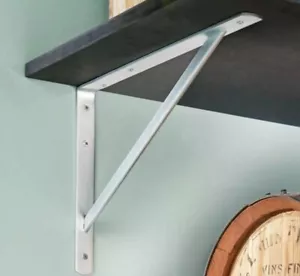 4 X 2PC Heavy Duty Industrial Rustic Shelf Bracket Steel Metal White Finish - Picture 1 of 4