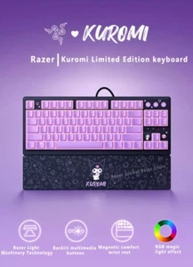 New Razer x Sanrio Kuromi Mechanical Keyboard RGB Backlit Slim With Wrist Rest - Picture 1 of 4