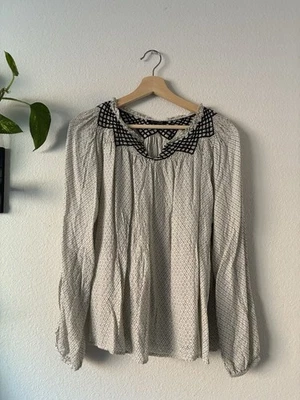 Massimo Dutti 女式黑白波西米亚轻便长袖上衣 XL/XXL — 第 1/4 张图片