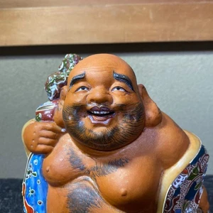 Kutani Ware Hotei Figurine – Japanese Lucky God of Happiness, 17cm Hand-Painted - Picture 1 of 20
