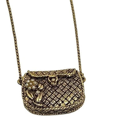 "Collar colgante cadena 30"" vintage tono dorado estrás marca 1928" Foto 1 de 4