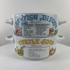 Set Of 2 Vintage Ljungberg With Recipe New Orleans Soup Bowls - Picture 1 of 10
