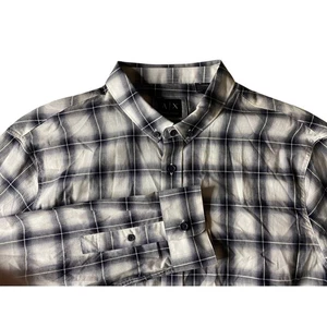 Camicia elegante uomo A|X Armani Exchange taglia grande manica lunga a quadri con bottoni grigia - Foto 1 di 5