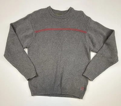 Suéter pulôver Timberland Weathergear masculino grande cinza listra vermelha - Imagem 1 de 4