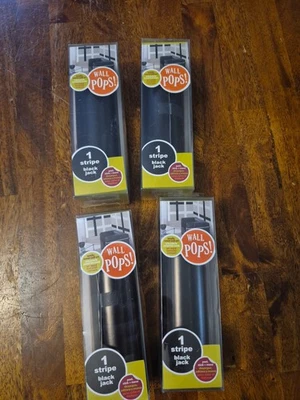 Wall Pops! 1 Raya/Pelar y Pegar/Lote de 4/NEGRO/NUEVO Foto 1 de 4