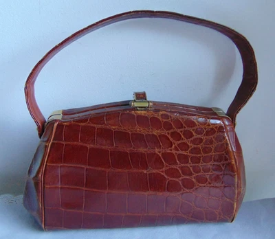 Sac à main ancien Art Déco (croco?) - Photo 1/4