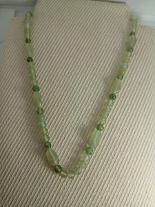 Jade Green Barrel Clasp Estate Chalcedony Gemstone Artisan 17" Necklace - Picture 1 of 11
