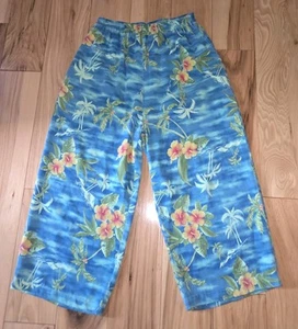 Vtg. Tianello Crop Pants Wide Leg Floral Coastal Women's Size XS USA MADE - Picture 1 of 8