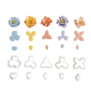 10Pcs Geometric Flower Clay Cutter Set 5 Shape Small Flower Petal Clay Cutter - Bild 1 von 8