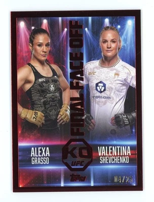 2025 Topps Knockout UFC Valentina Shevchenko/Alexa Grasso Final Face Off Red /25 - Image 1 of 2