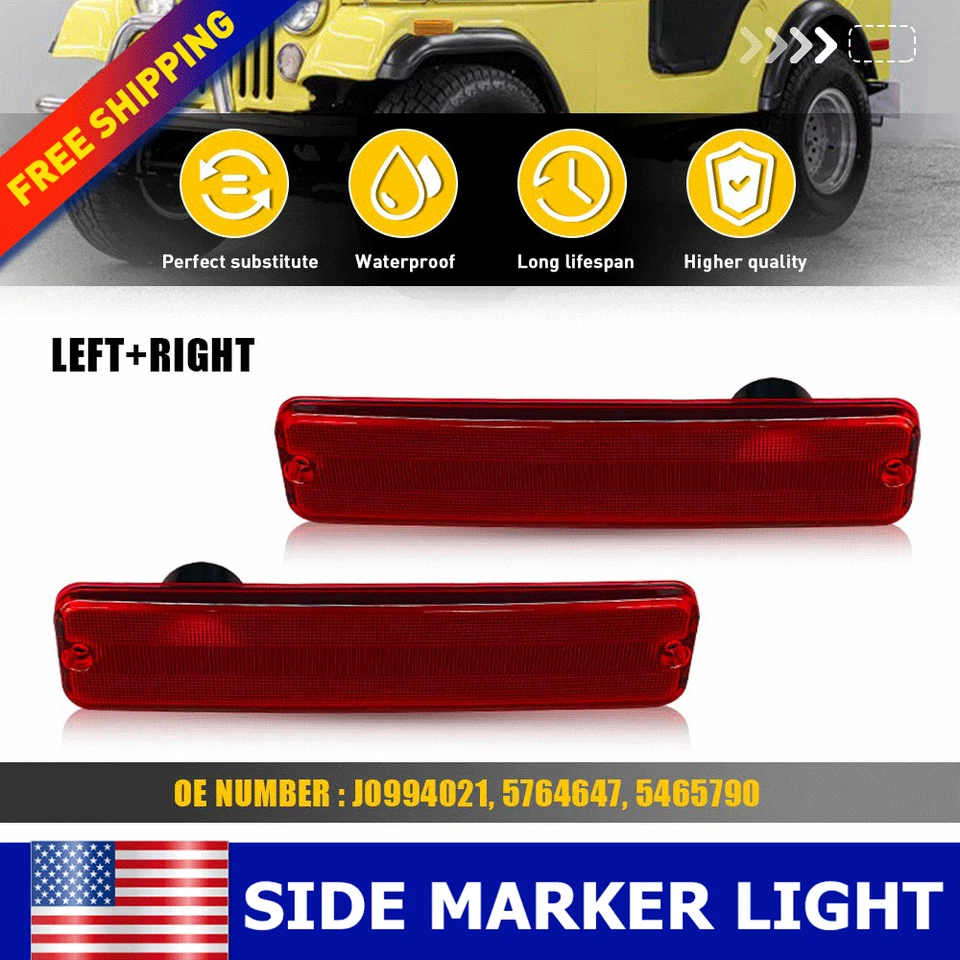 2X Rear Lights Turn Signal Red Lens for 1974-1983 Jeep Cherokee SJ J10 Pickup US - Image 1 of 4