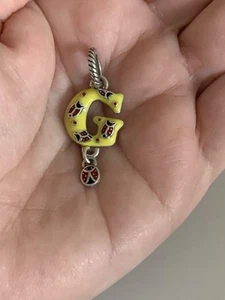 Brighton Yellow Enamel Dangle Charm Letter “G” with Ladybugs Silver Plated - Picture 1 of 7