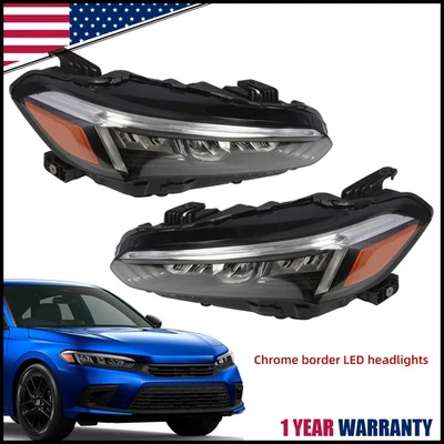 Left Right Side LED Headlights Lamps Pair For 2022-2023 Honda Civic Sedan - Image 1 of 4
