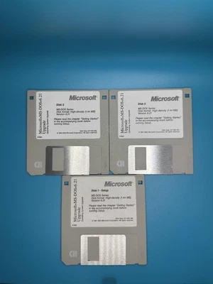 Microsoft MS-DOS 6.21 Upgrade Floppy Disk Set (3 Disks, 1.44MB, 1993) Vintage - Image 1 of 2