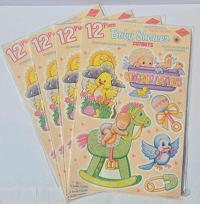 (4) 包婴儿淋浴 12 件镂空 NOS 1992 复古鸭小马小鸟摇铃 — 第 1/4 张图片