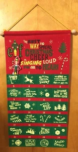 Christmas Buddy the Elf Fabric Advent Calendar - Each Day Movie Quotes 12 x 22 - Picture 1 of 2