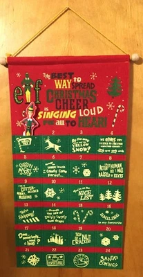 Christmas Buddy the Elf Fabric Advent Calendar - Each Day Movie Quotes 12 x 22 - Image 1 of 2
