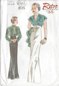 1935 Vintage Schnittmuster KLEID & JACKE B34"-36"-38" (R412) - Bild 1 von 1