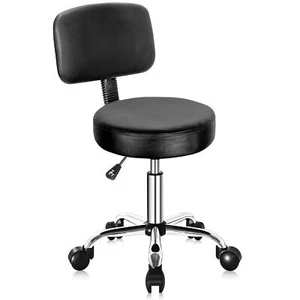 Swivel Salon Spa Stool Chair Adjustable Hydraulic Rolling Stool w/ Back Support - Picture 1 of 18