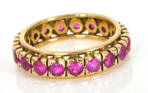BEAUTIFUL VINTAGE 14K YELLOW GOLD RUBY INFINITY RING ART DECO STYLE S5 4.3G - Picture 1 of 1