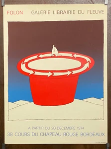 affiche ancienne authentique de 1974 -FOLON - Expo à BORDEAUX -82X59 cm - Picture 1 of 4