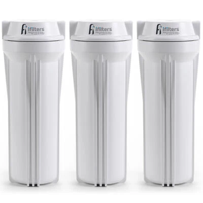 3pc Water Filter Housings For RO, DI, Drinking Water Filtration Systems 1/4" FPT - Image 1 of 3