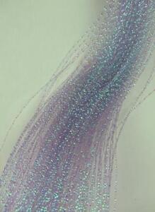 28" Silk Hair Tinsel Holographic Sparkle lavender Hair Tinsel Glitter Highlights