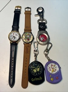 Vintage Lot Dr. Seuss Watches Pocket Watch Sam I Am Grinch Cat In The Hat READ - Picture 1 of 17