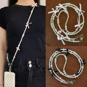Hanging Decoration Wallet Necklace Chain Pearl Bowknot Phone Lanyard Wallet - Photo 1 sur 11
